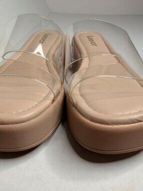 Leevaar Clear Platform Slide Sandals Size 7.5 | Memory Foam Comfort Slides